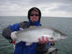 Mark holding a big great lakes brown before release...