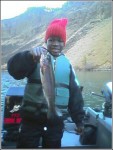 Samson with a pretty rainbow trout...